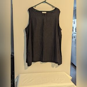 Bryn Walker Black Linen Tank Top – Size XL – Made in USA. Sleeveless. A Line.